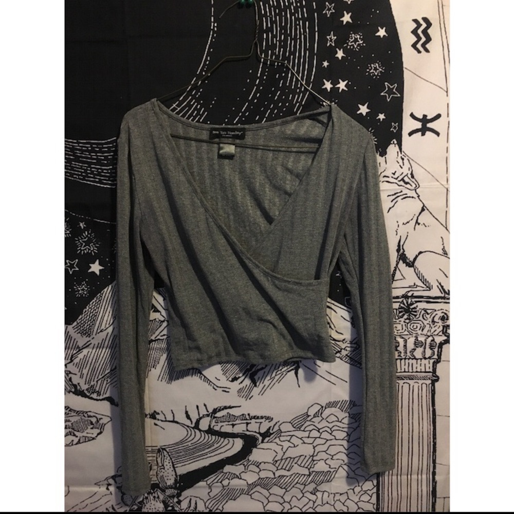 Grey deep cut crop top